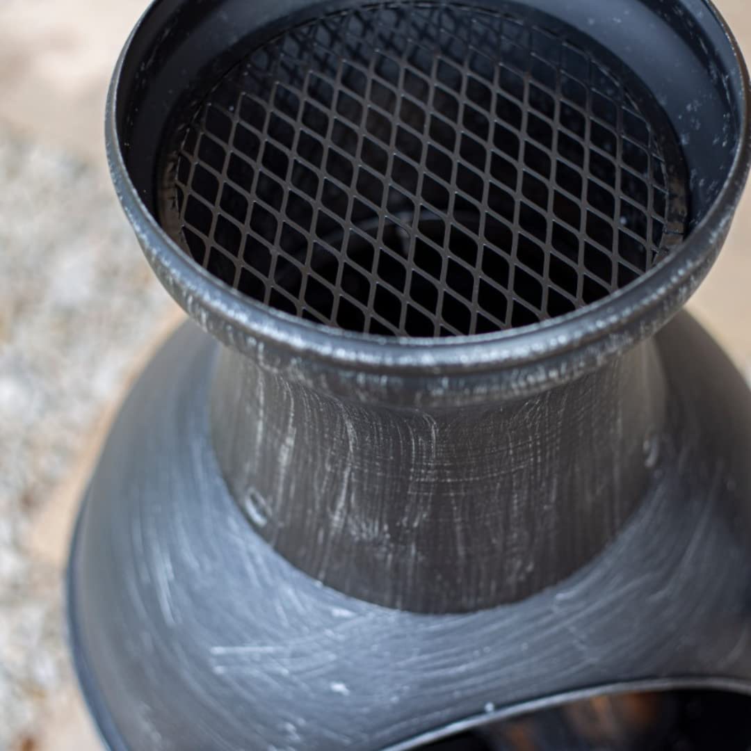 La Hacienda Squat Pewter Steel Chiminea with Legs