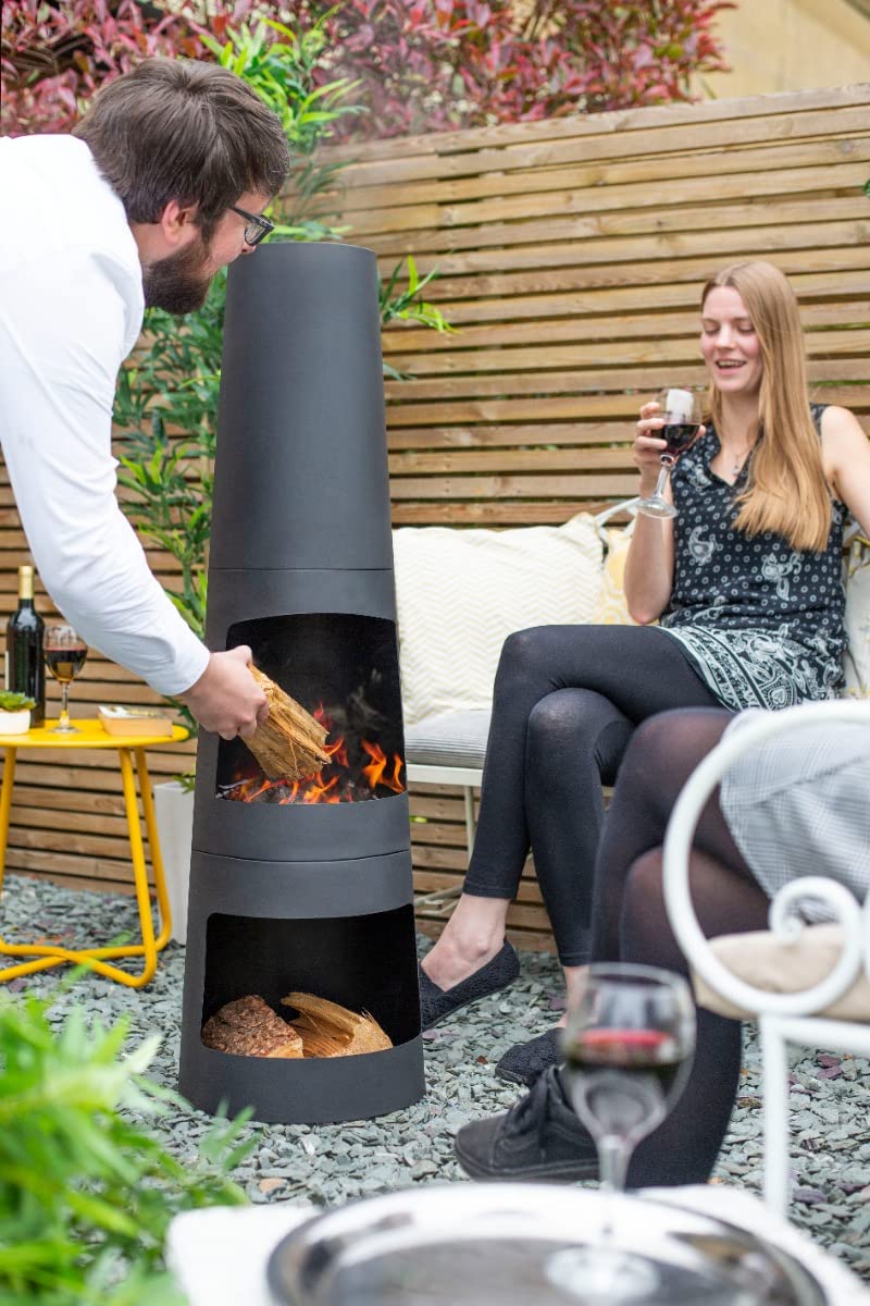 La Hacienda Circo Modern Steel Chiminea – Black