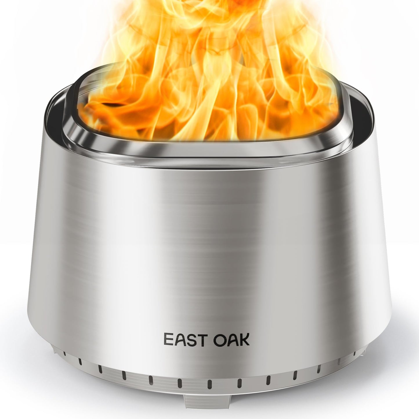 EAST OAK 21″ Smokeless Wood‑Burning Fire Pit – Silver