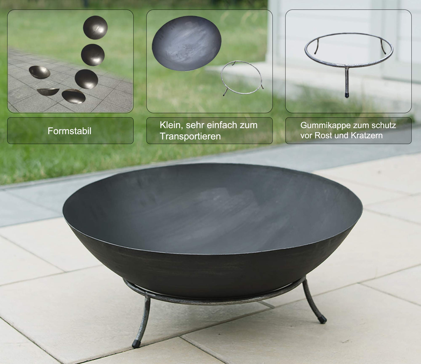 Köhko Marbela XL Steel Fire Bowl with Feet