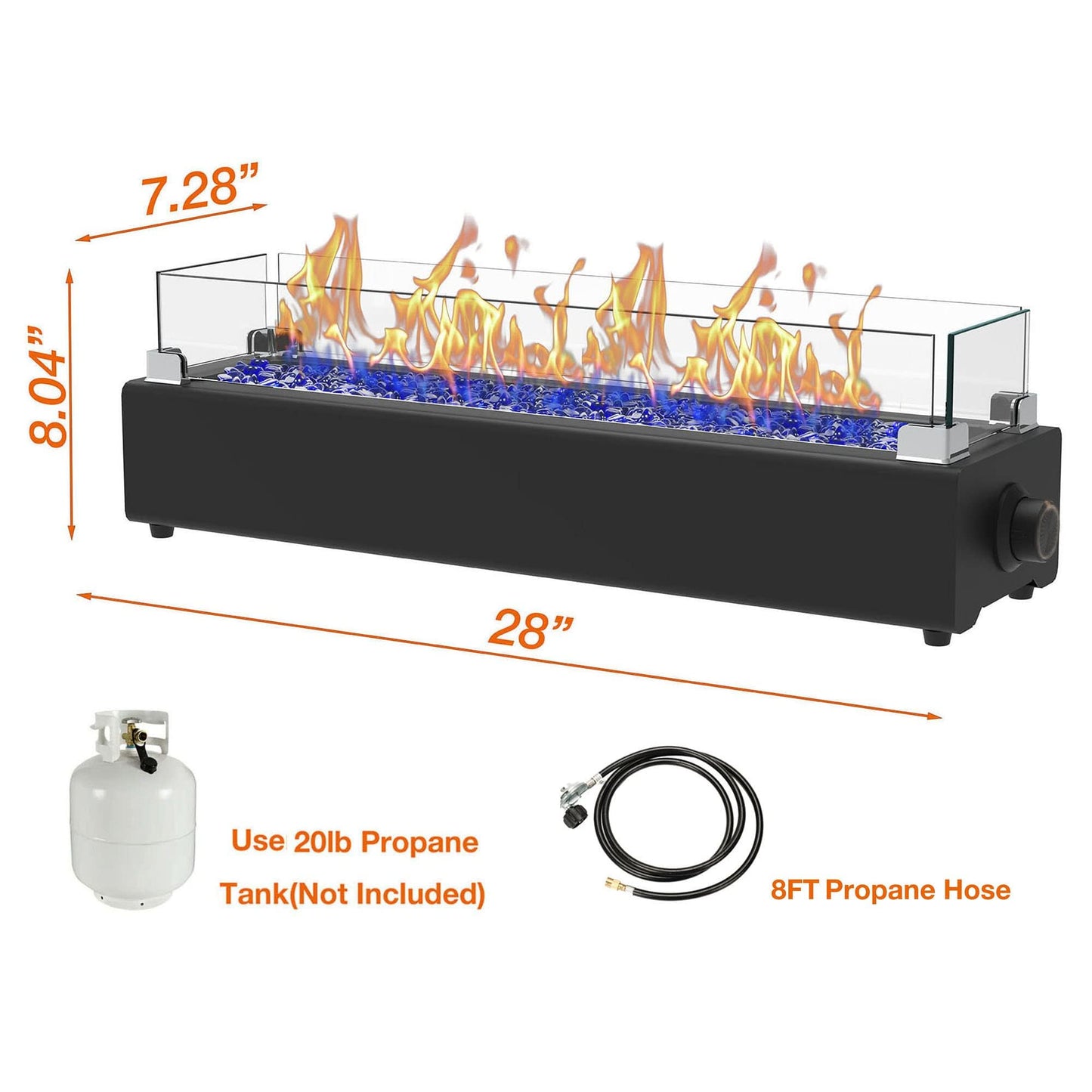 BAIDE HOME 28″ Propane Tabletop Fire Pit – Black