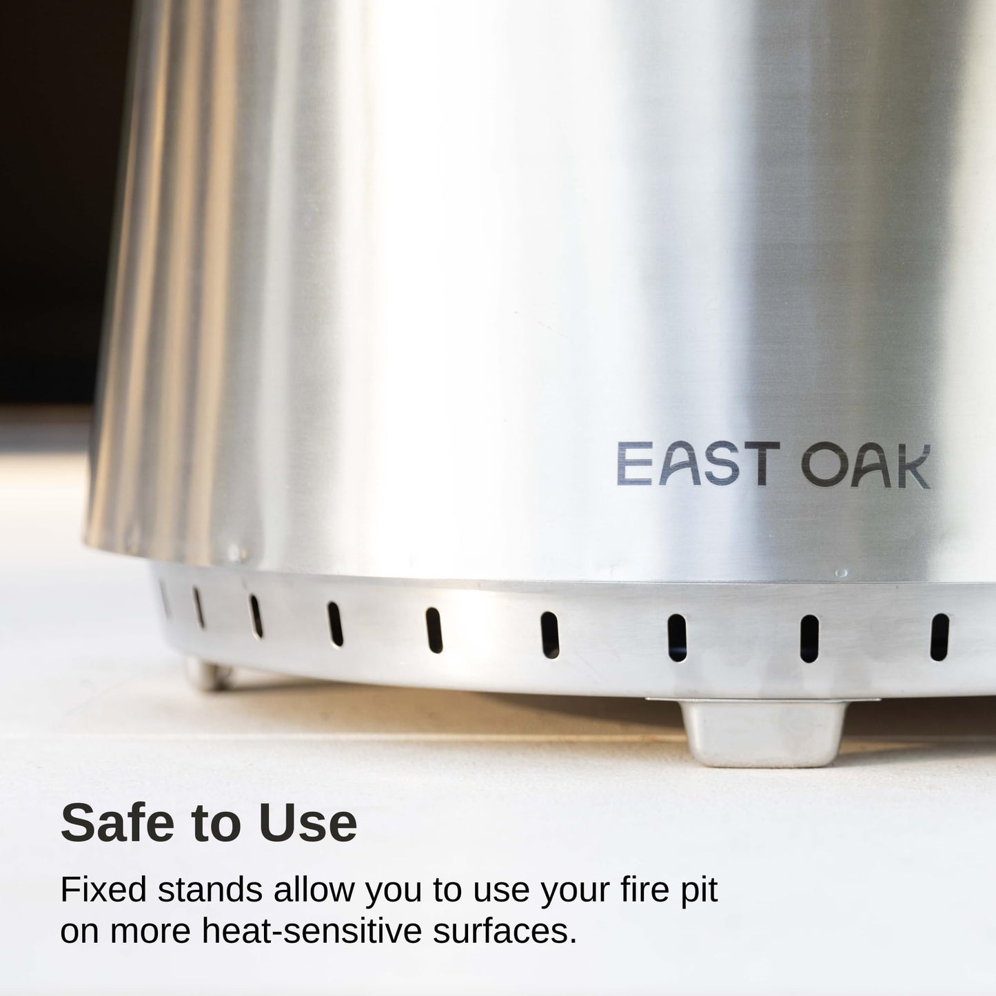 EAST OAK 21″ Smokeless Wood‑Burning Fire Pit – Silver