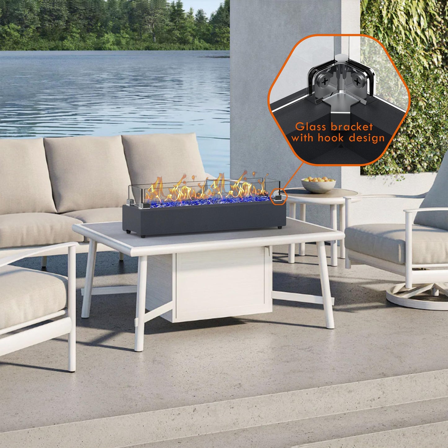 BAIDE HOME 28″ Propane Tabletop Fire Pit – Carbon Gray