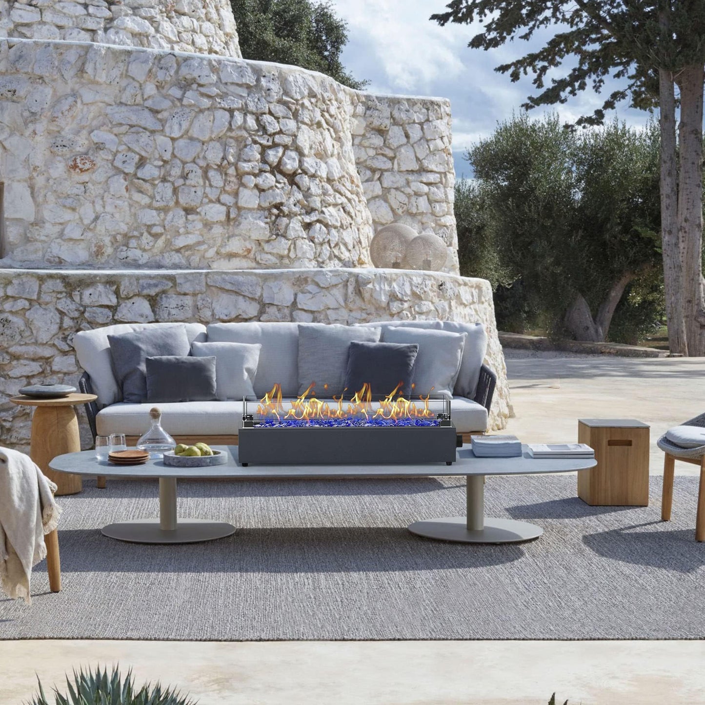 BAIDE HOME 28″ Propane Tabletop Fire Pit – Carbon Gray