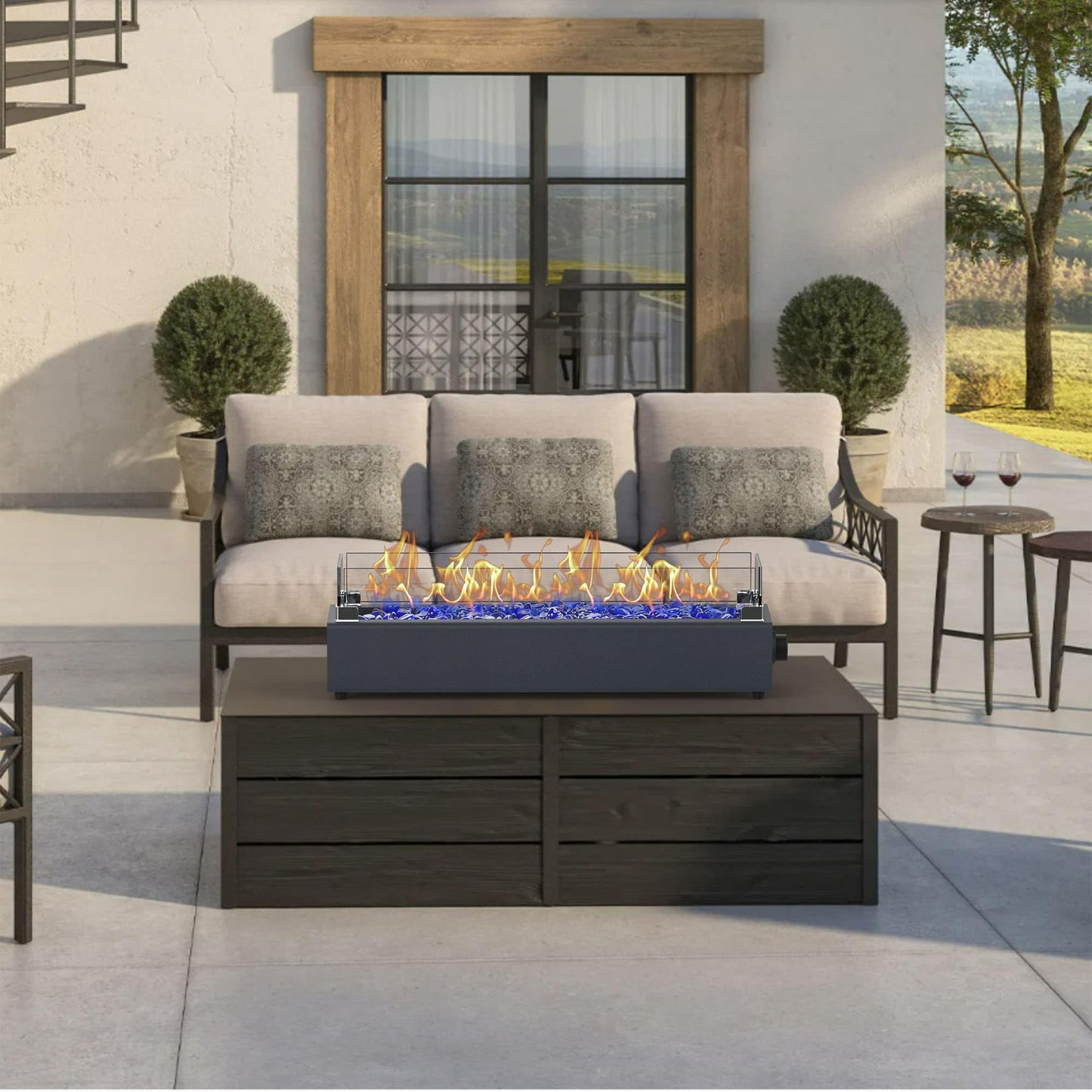 BAIDE HOME 28″ Propane Tabletop Fire Pit – Carbon Gray