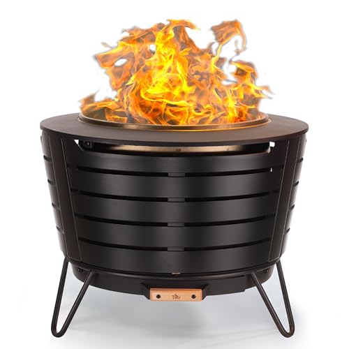 TIKI 25″ Smokeless Wood‑Burning Patio Fire Pit