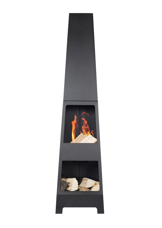 La Hacienda Malmo Steel Chiminea with Log Store